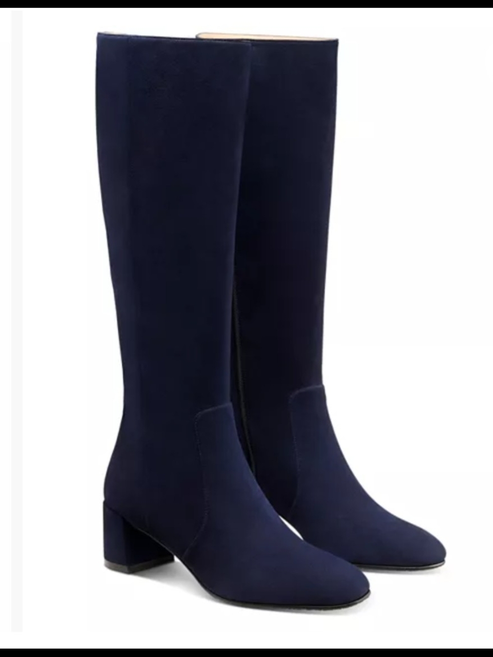 Stuart Weitzman Midnight Navy Suede Heel Zipper Boots Sz 9.5